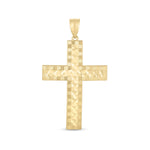 14k Yellow Gold High Polish Diamond Cut Cross Pendant