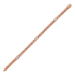 Polished Woven Rope Bracelet with Diamond Accents in 14k Rose Gold