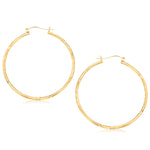 14k Yellow Gold Fancy Diamond Cut Extra Large Hoop Earrings (2x45mm)