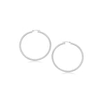 14k White Gold Polished Hoop Earrings (3x20mm)