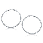 14k White Gold Polished Hoop Earrings (2x40mm)