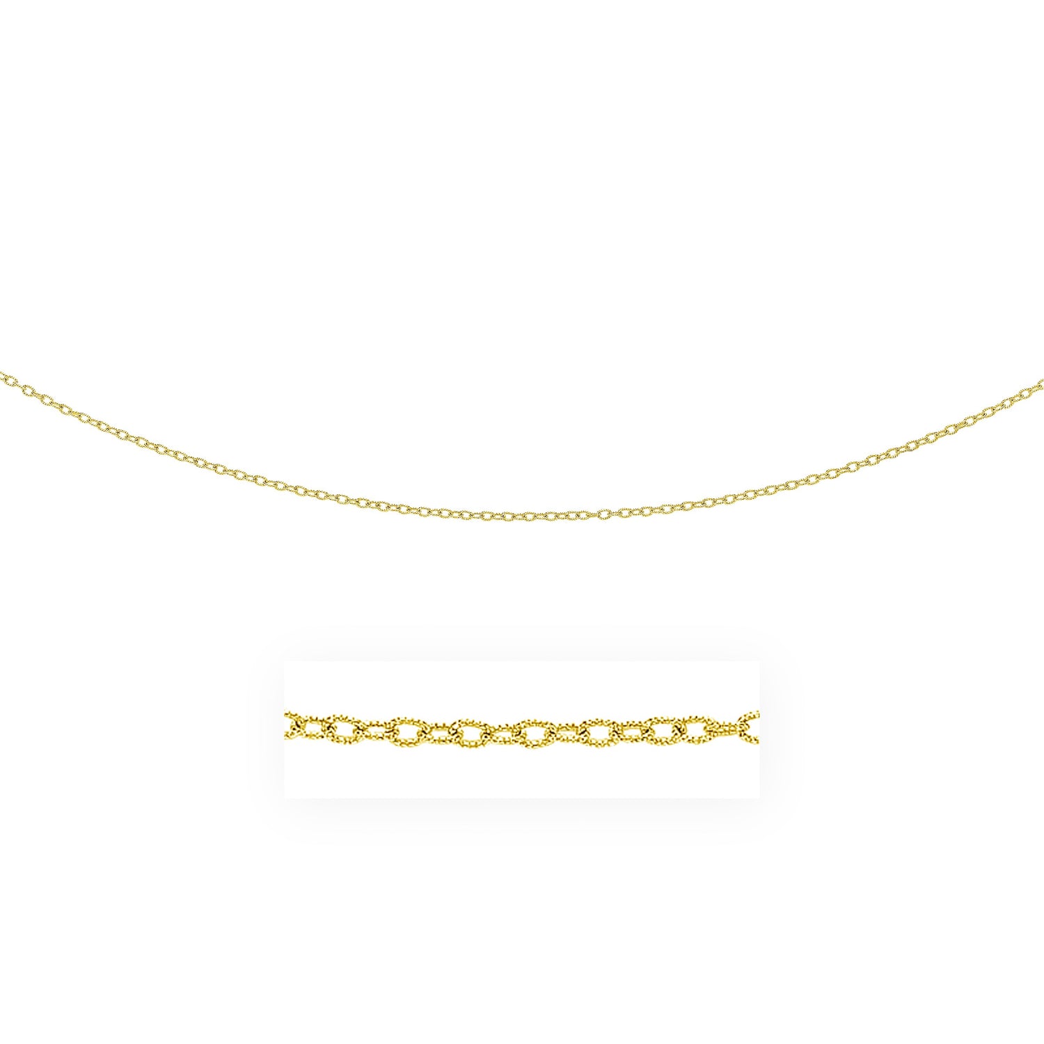14k Yellow Gold Pendant Chain with Textured Links (2.50 mm)