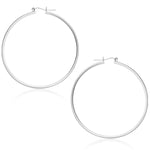 14k White Gold Polished Hoop Earrings (1.5x45mm)