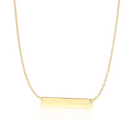 14k Yellow Gold Smooth Flat Horizontal Bar Style Necklace