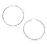 14k White Gold Polished Hoop Earrings (1.5x30mm)