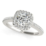 14k White Gold Pave Style Slim Shank Diamond Engagement Ring (1 1/8 cttw)