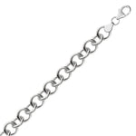 Sterling Silver Rolo Style Polished Charm Bracelet with Rhodium Plating(8.15 mm)