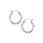 14k White Gold Polished Hoop Earrings (2x15mm)