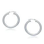 14k White Gold Polished Hoop Earrings (4x30mm)