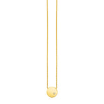 14k Yellow Gold Necklace with Polished Round Pendant with Diamond