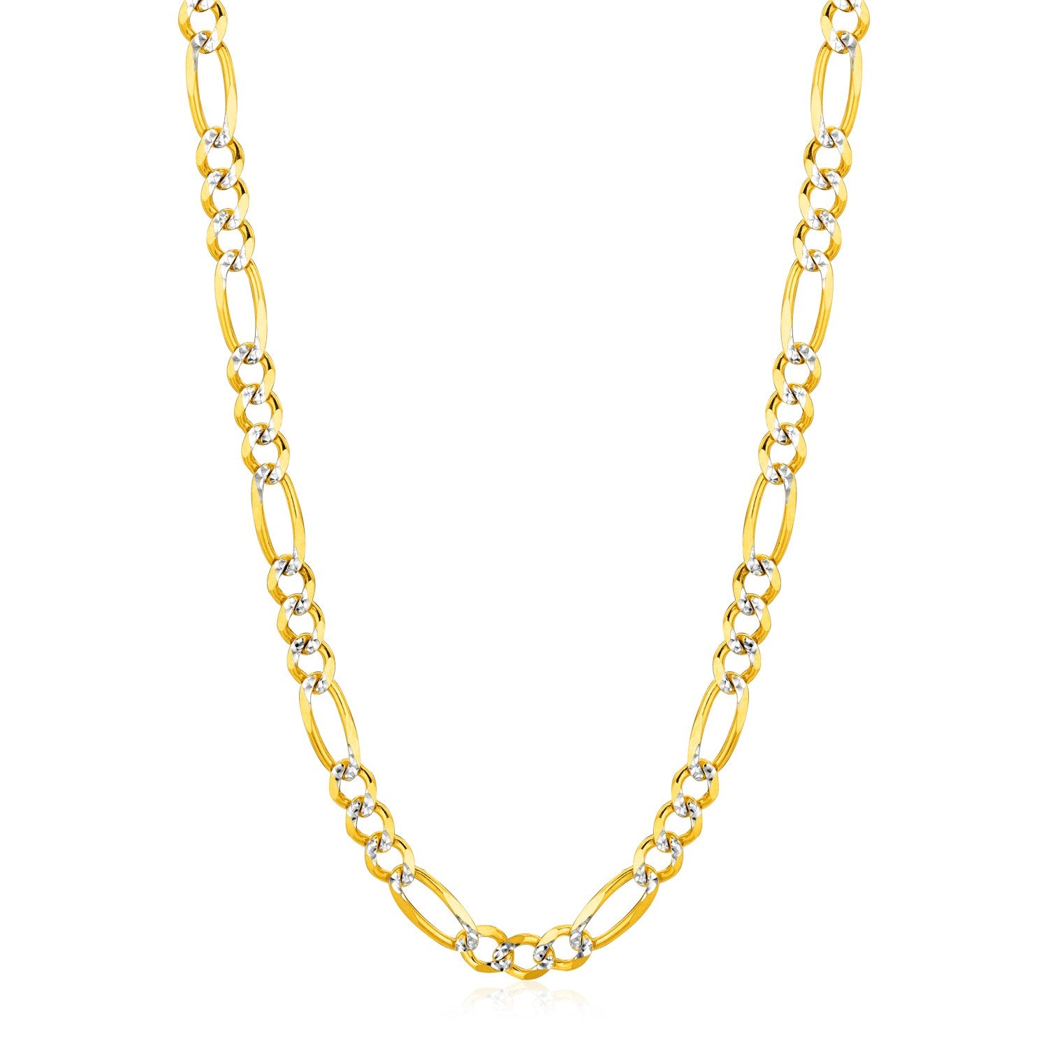 14K Yellow Gold Solid Pave Figaro Chain (5.90 mm)