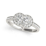 14k White Gold Two Stone Diamond Halo Ring (3/4 cttw)