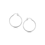 Sterling Silver Thin Polished Hoop Style Earrings with Rhodium Plating (2x30mm)