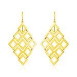 14k Yellow Gold Earrings with Polished Open Diamond Motifs