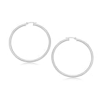10k White Gold Polished Hoop Earrings (3x30mm)