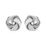 Textured and Polished Love Knot Earrings in Sterling Silver(13mm)