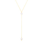 14k Yellow Gold Lariat Necklace with Pearls