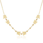 14k Yellow Gold 18 inch Necklace with Polished Butterflies and Beads