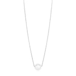 14k White Gold Pearl Solitaire Necklace