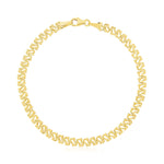 14k Yellow Gold High Polish Textured Fancy Chain Bracelet  (4.00 mm)