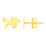 14K Yellow Gold Horse Earrings