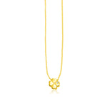 14k Yellow Gold Polished Four Leaf Clover Necklace with Diamond