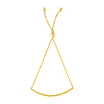 14k Yellow Gold Smooth Curved Bar Lariat Design Bracelet (0.80 mm)