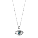 Sterling Silver Evil Eye Pendant with Cubic Zirconias