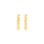 14k Yellow Gold Textured Bar Earrings