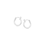 Sterling Silver Rhodium Plated Thin and Small Polished Hoop Earrings (2x10mm)