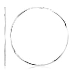 Sterling Silver Large Polished Round Hoop Earrings(70mm)