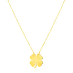 14K Yellow Gold Four Leaf Clover Necklace
