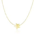 14k Yellow Gold Necklace with Shiny Puffed Sliding Star Charm