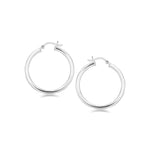 Sterling Silver Hoop Style Earrings with Polished Rhodium Plating (3x30mm)