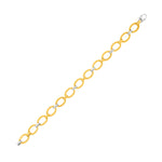 14k Two-Tone Gold Chain Bracelet with Textured Oval Links (6.35 mm)