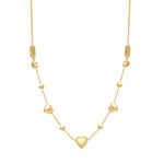 14k Yellow Gold Puff Heart Adjustable Necklace