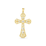 14k Two Tone Gold High Polish Diamond Cut Cross Pendant