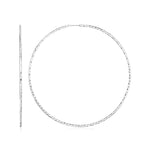 Sterling Silver Large Textured Round Hoop Earrings(1.6x60mm)