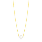 14k Yellow Gold 7mm Pearl Solitaire Necklace