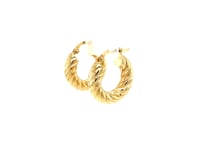 14k Yellow Gold Fancy Twist Hoop Earrings