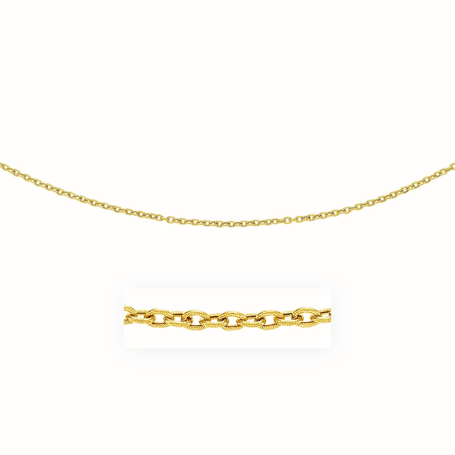 14k Yellow Gold Pendant Chain with Textured Links (3.30 mm)