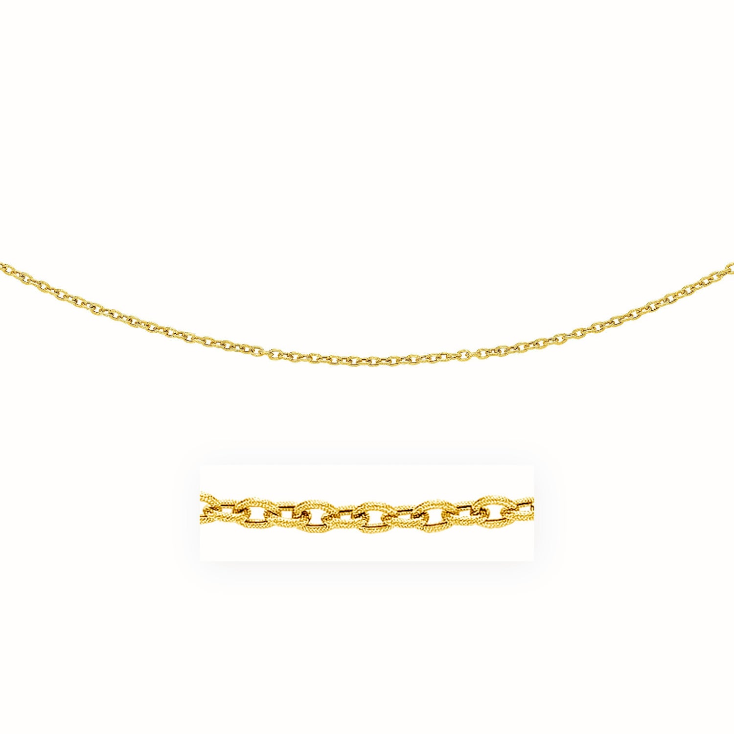 14k Yellow Gold Pendant Chain with Textured Links (3.3 mm)