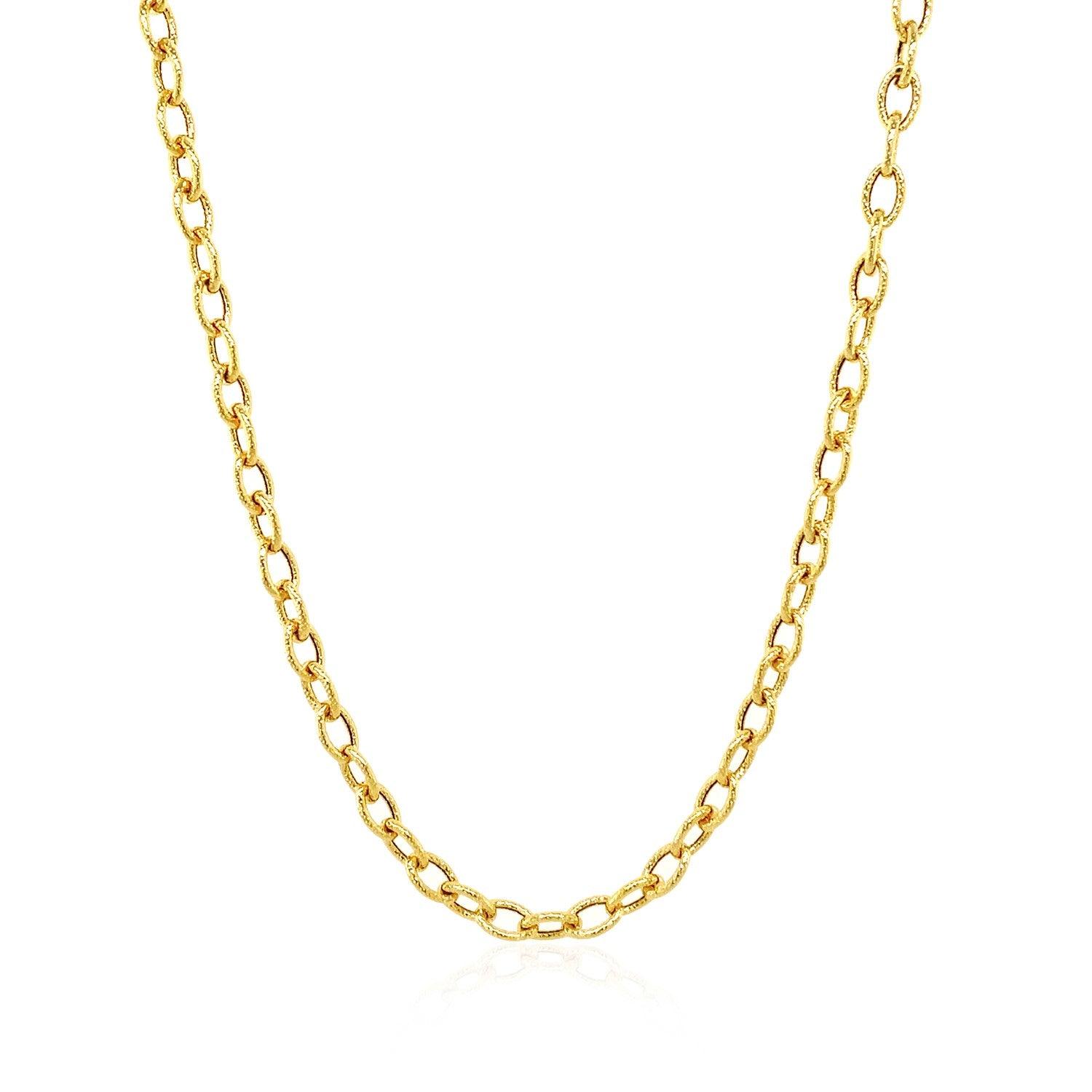 14k Yellow Gold Pendant Chain with Textured Links (3.30 mm)