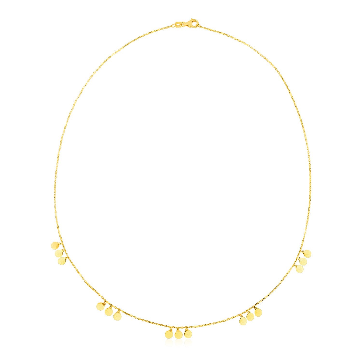 14k Yellow Gold Necklace with Circle Dangle Stations