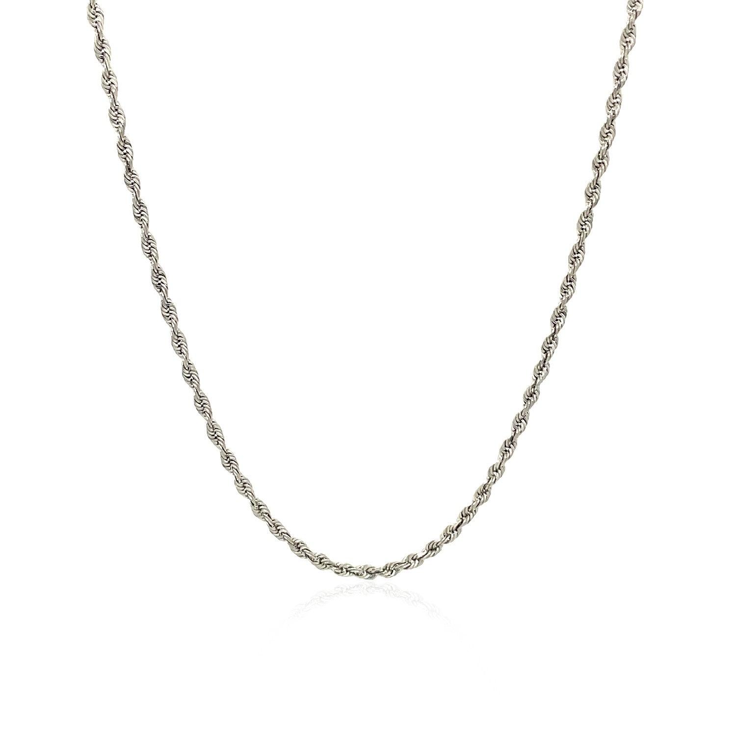 10k White Gold Solid Diamond Cut Rope Chain (1.60 mm)