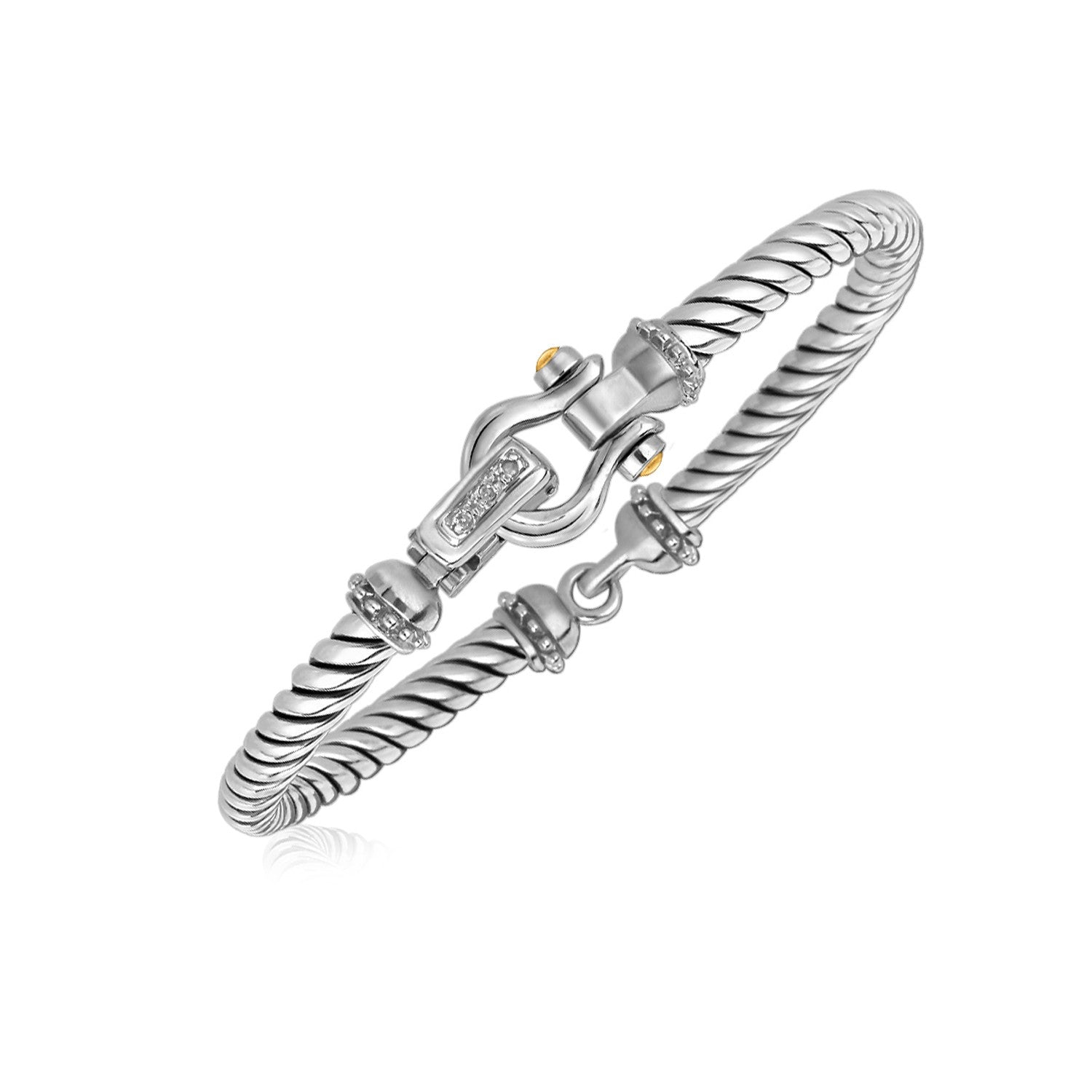 Italian Cable Bracelet in 18k Yellow Gold and Sterling Silver (5.00 mm)