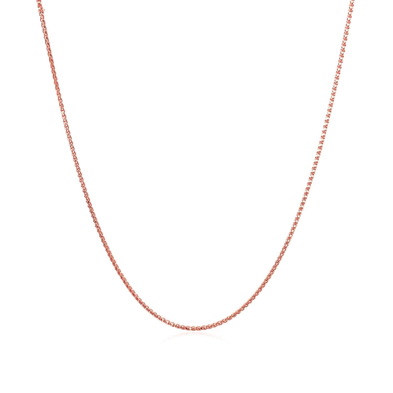 14k Rose Gold Diamond Cut Round Wheat Chain (0.70 mm)