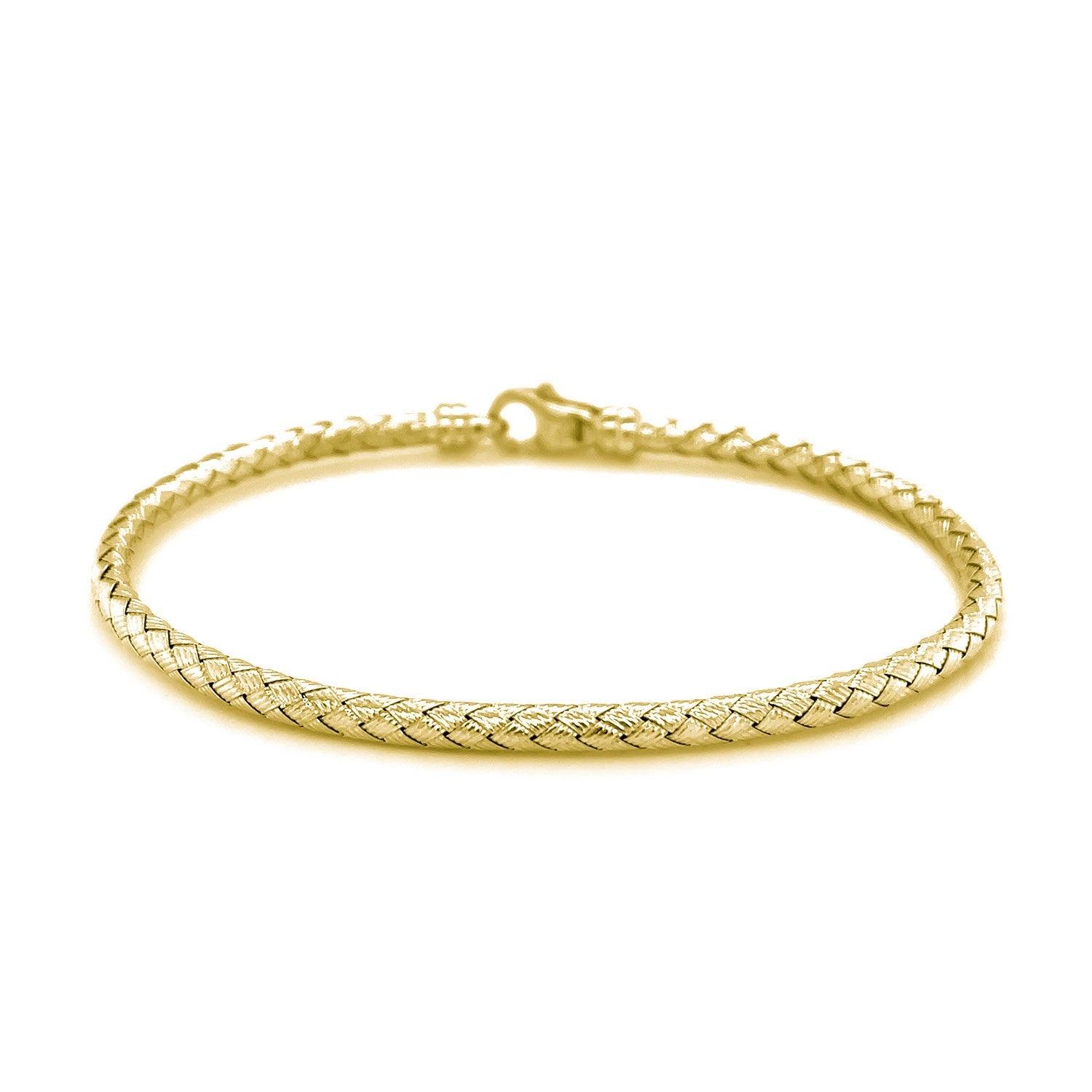 Fancy Weave Bangle in 14k Yellow Gold (3.00 mm)