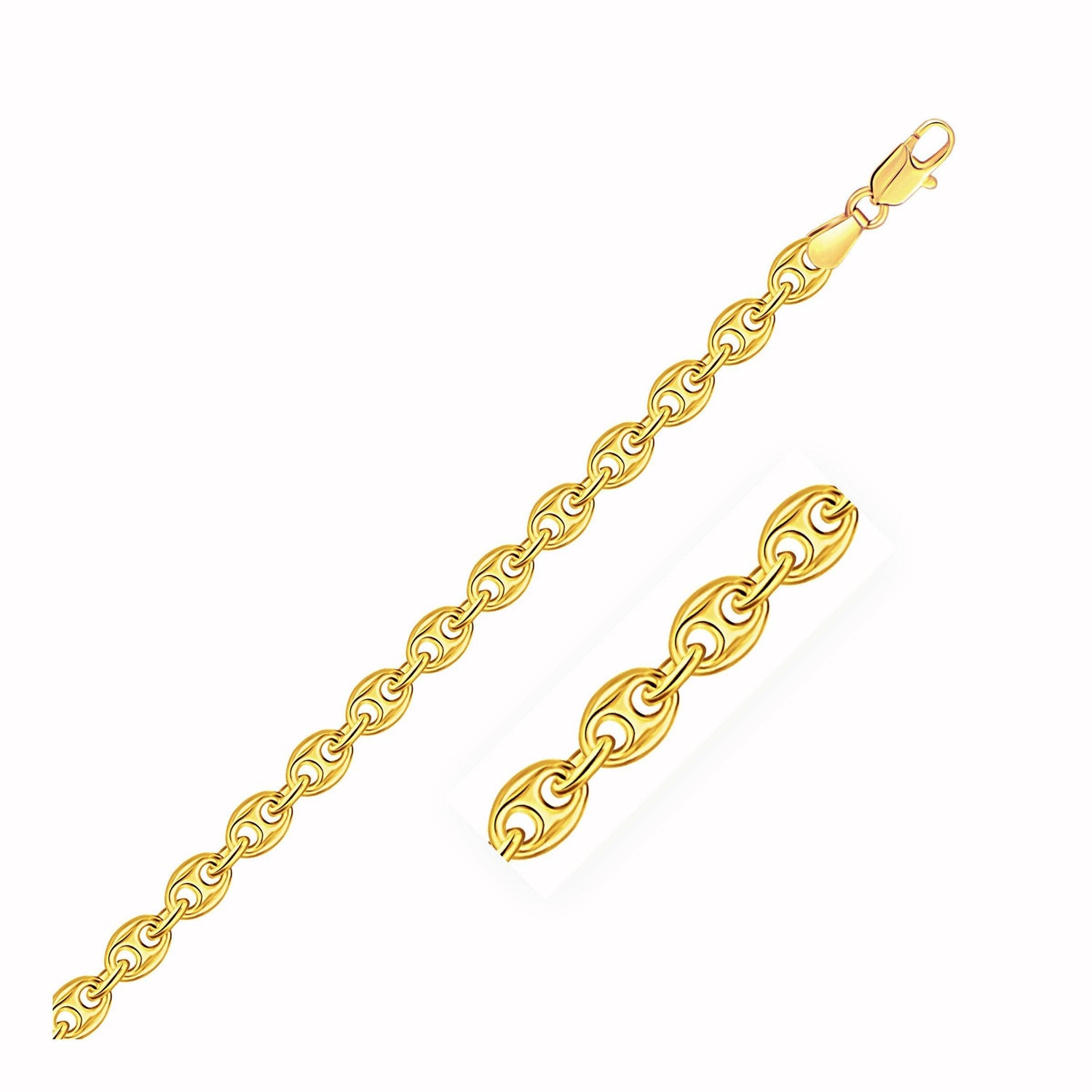 14k Yellow Gold Puffed Mariner Link Bracelet (4.70 mm)