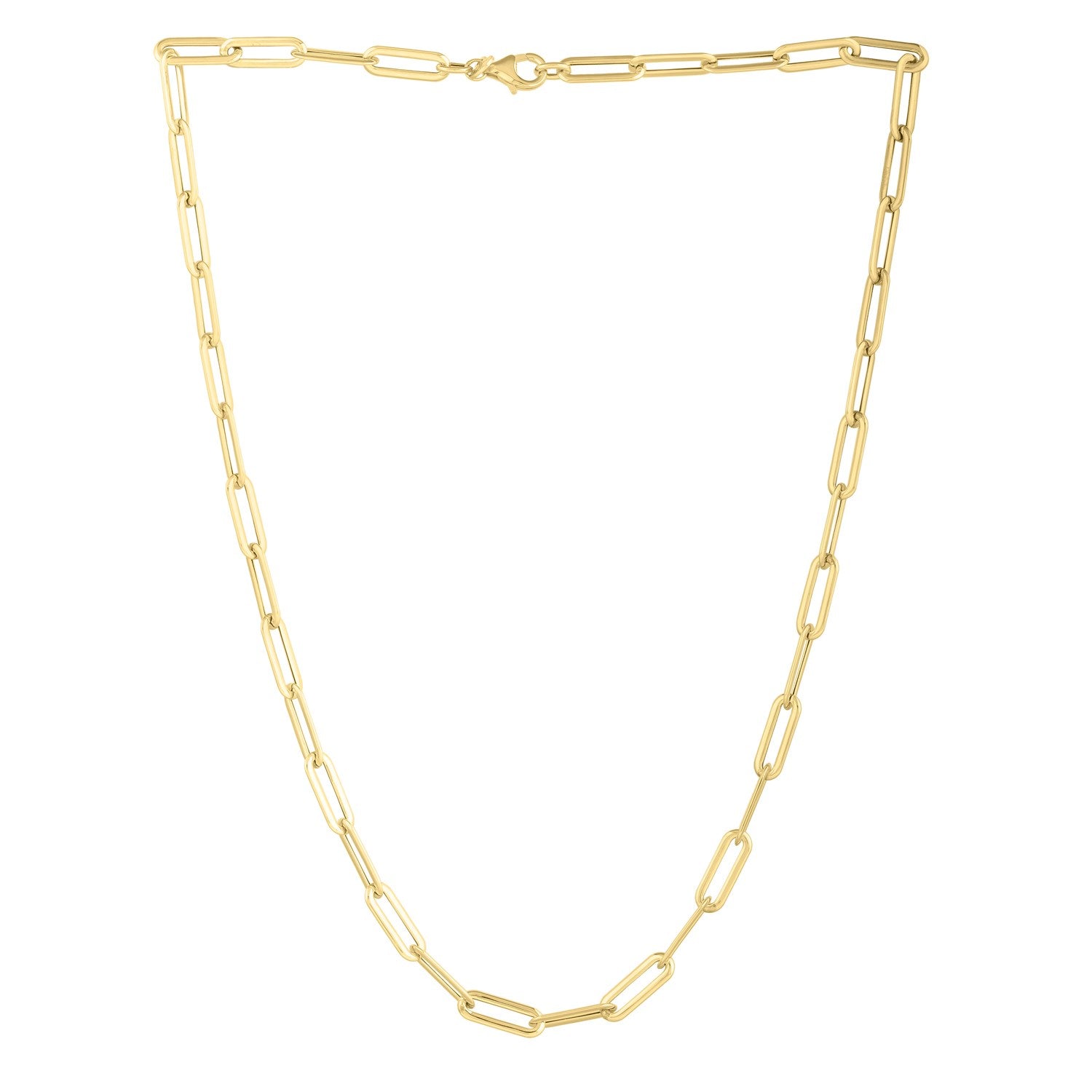 Long Domed Paperclip Necklace in 14K Yellow Gold